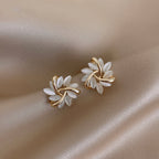 Cat's Eye Flower Earrings High Sense Opal Square Triangle Geometry Earrings Pi-Mart