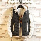 Hooded Down Cotton Waistcoat For Autumn And Winter