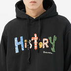 Artistic Letters Color Print Hooded Pullover Loose Sweatshirt Pi-Mart