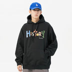 Artistic Letters Color Print Hooded Pullover Loose Sweatshirt Pi-Mart