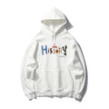 Artistic Letters Color Print Hooded Pullover Loose Sweatshirt Pi-Mart