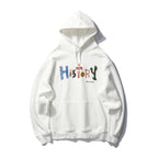 Artistic Letters Color Print Hooded Pullover Loose Sweatshirt Pi-Mart
