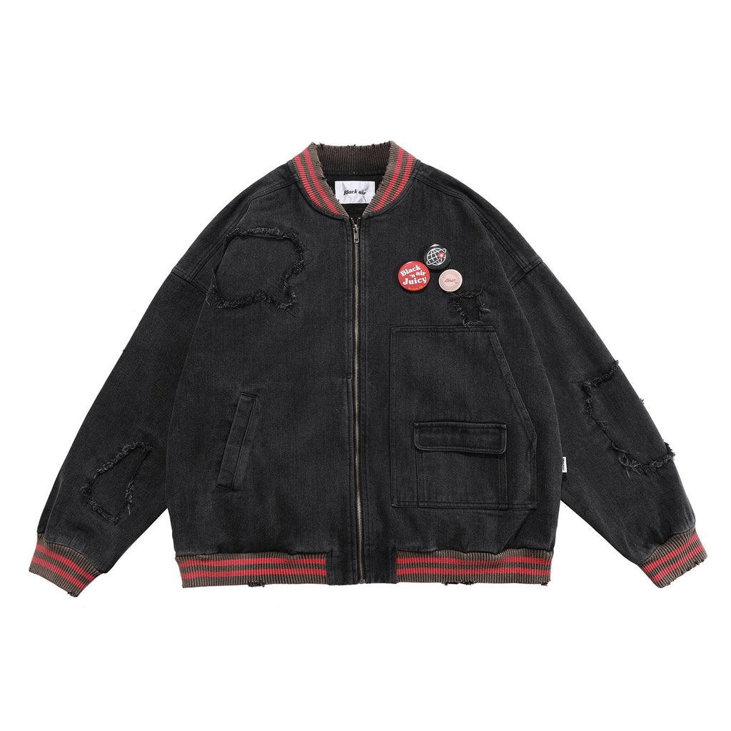 BLACKAIR Street Brand Spring And Summer Men's National Tide Old Punk Hip-hop Men's AQnd Women's Baseball Jackets