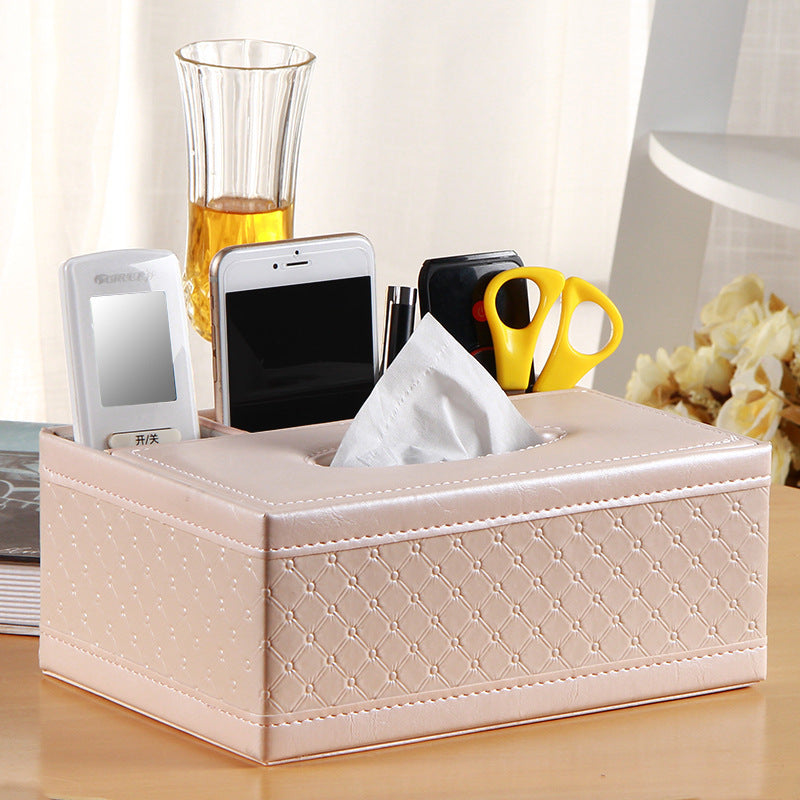 Multifunctional Leather PU Tissue Box European Napkin Storage Box