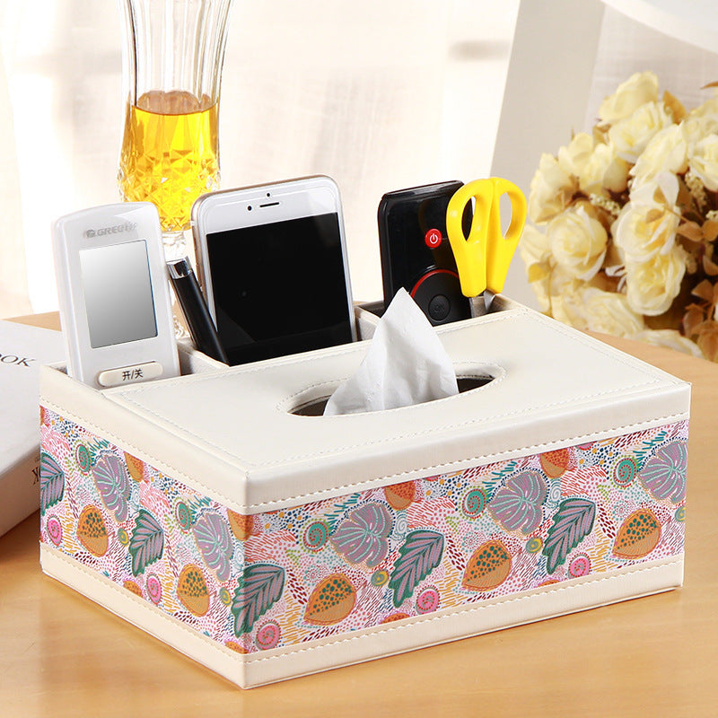 Multifunctional Leather PU Tissue Box European Napkin Storage Box