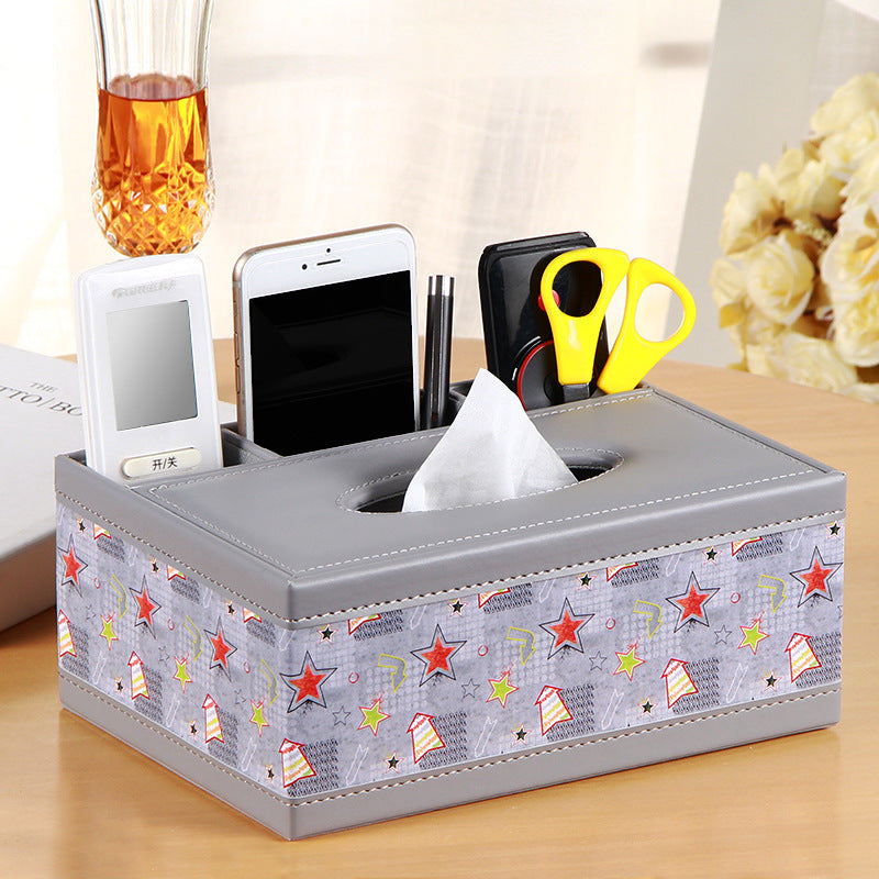 Multifunctional Leather PU Tissue Box European Napkin Storage Box