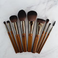 New 9-Piece Makeup Set Brush Complete Set Of Retro Wooden Handle Makeup Utensils Pi-Mart