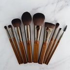New 9-Piece Makeup Set Brush Complete Set Of Retro Wooden Handle Makeup Utensils Pi-Mart
