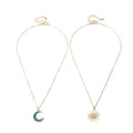 Sun Moon Necklace Blue Gold Stainless Steel Pendant Necklaces Jewelry Pi-Mart