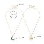 Sun Moon Necklace Blue Gold Stainless Steel Pendant Necklaces Jewelry Pi-Mart