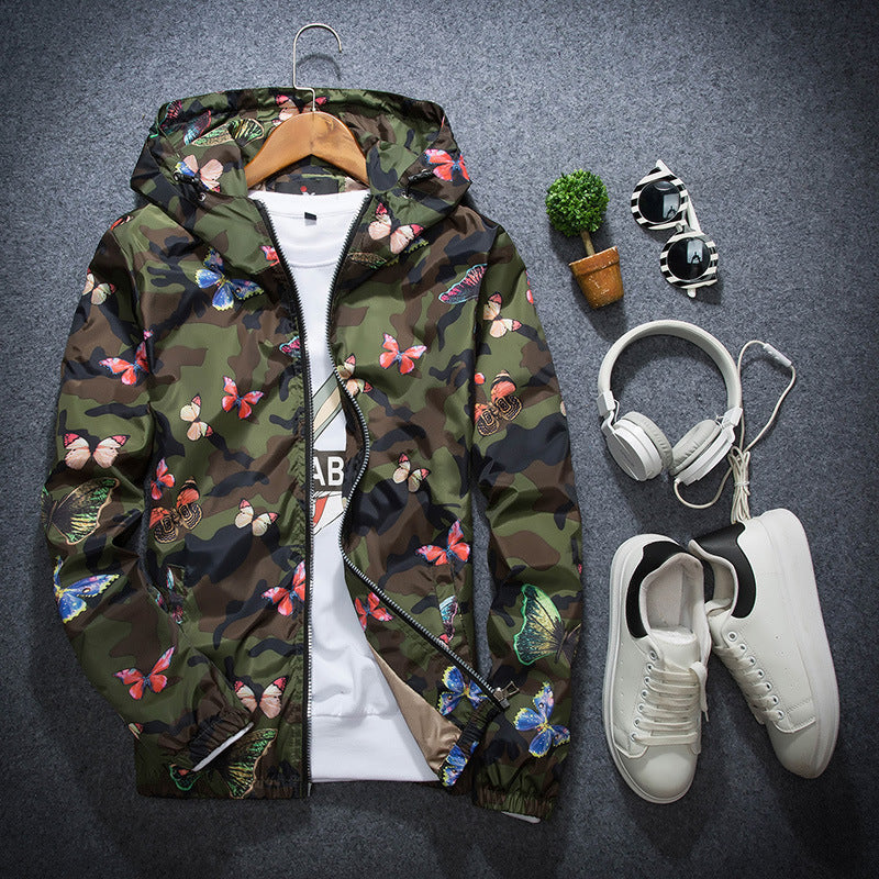 Hooded Men'S Jacket Casual Long Sleeve Student Top Slim Teen Windbreaker Pi-Mart