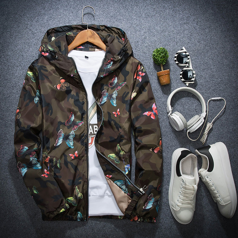 Hooded Men'S Jacket Casual Long Sleeve Student Top Slim Teen Windbreaker Pi-Mart