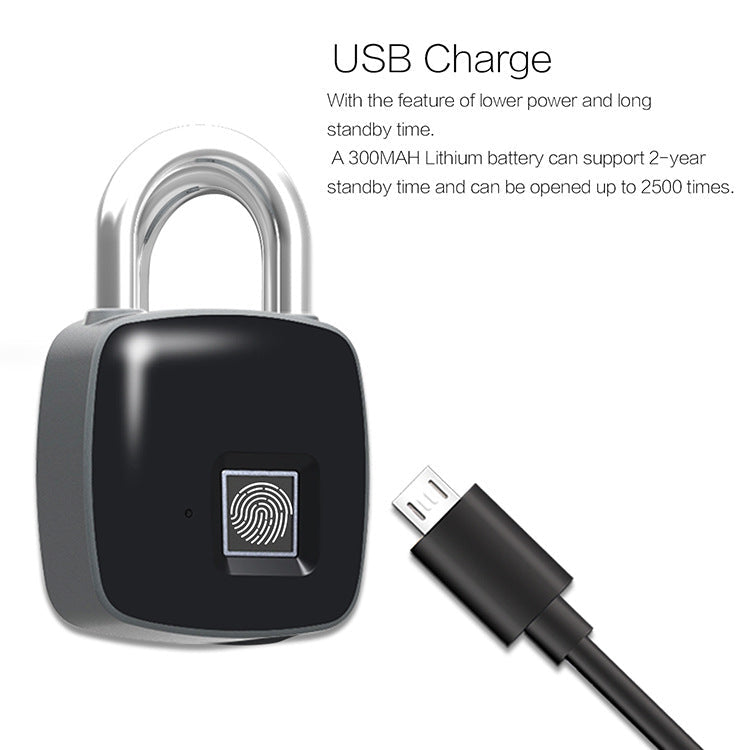 P3 Fingerprint Padlock Electronic Smart Padlock Non-Password Lock Household Locker anti-Theft Fingerprint Lock Pi-Mart