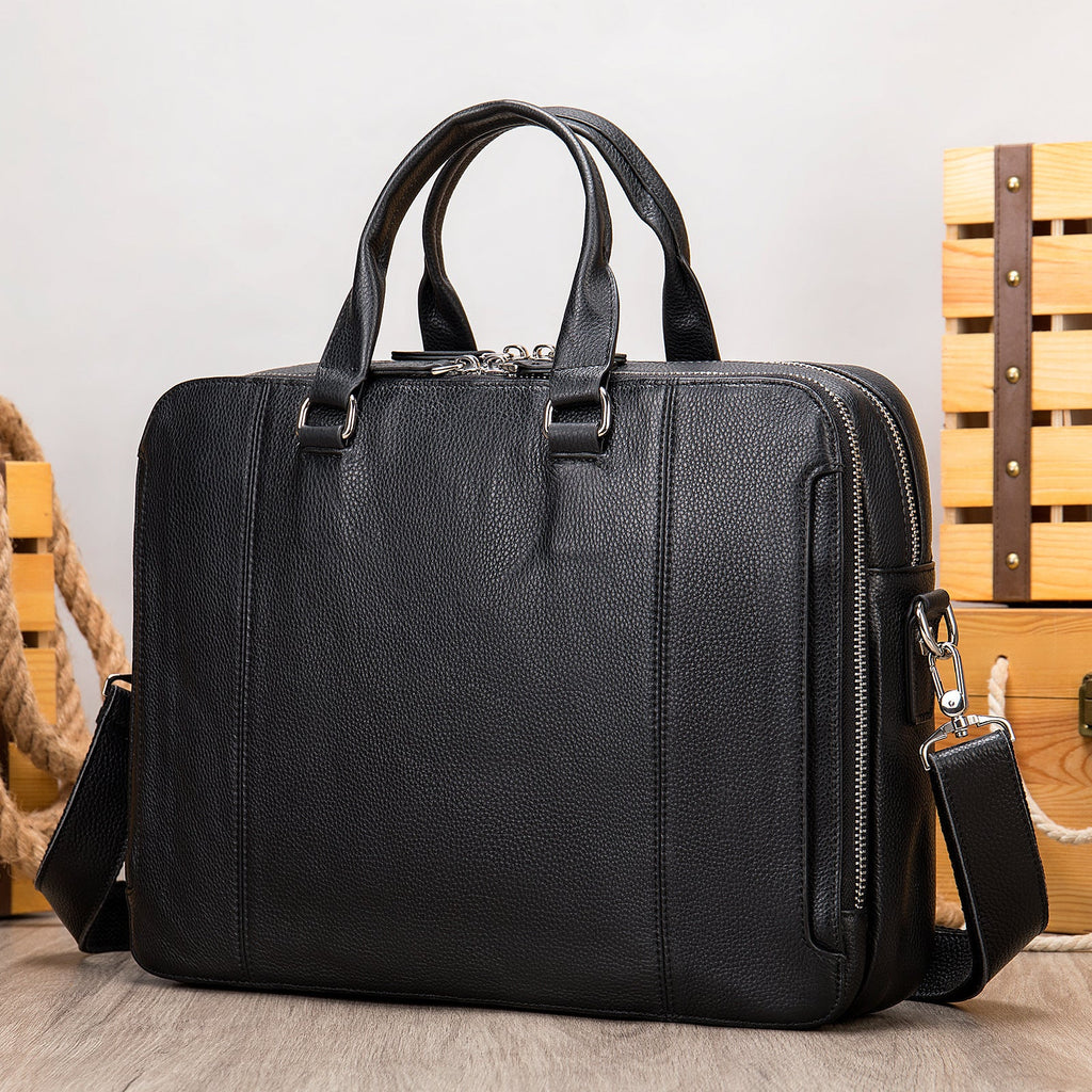 MVA Briefcase, Leather Men's Business Handbag, First Layer Leather Laptop Business Bag, Spot Wholesale Pi-Mart