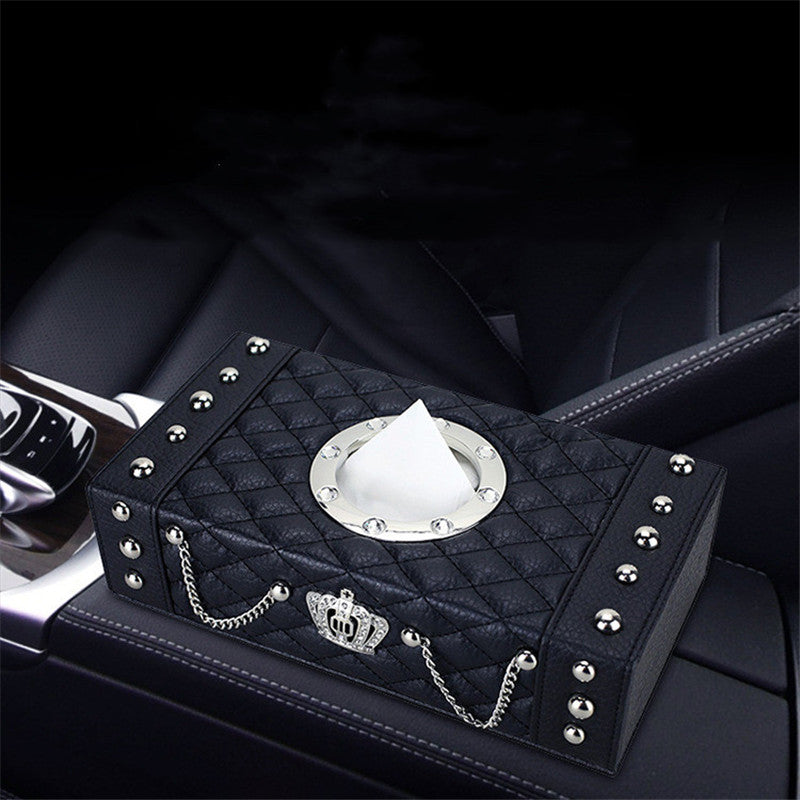 DAD Tissue Box Cover Tissue Box Inlaid With Rhinestone Crown Pi-Mart
