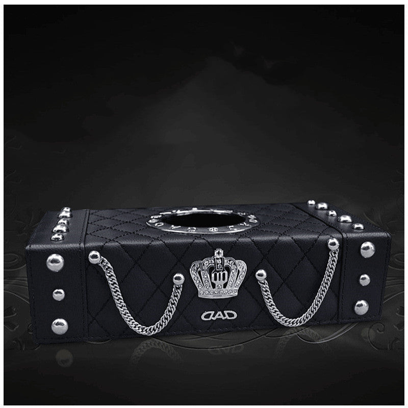 DAD Tissue Box Cover Tissue Box Inlaid With Rhinestone Crown Pi-Mart