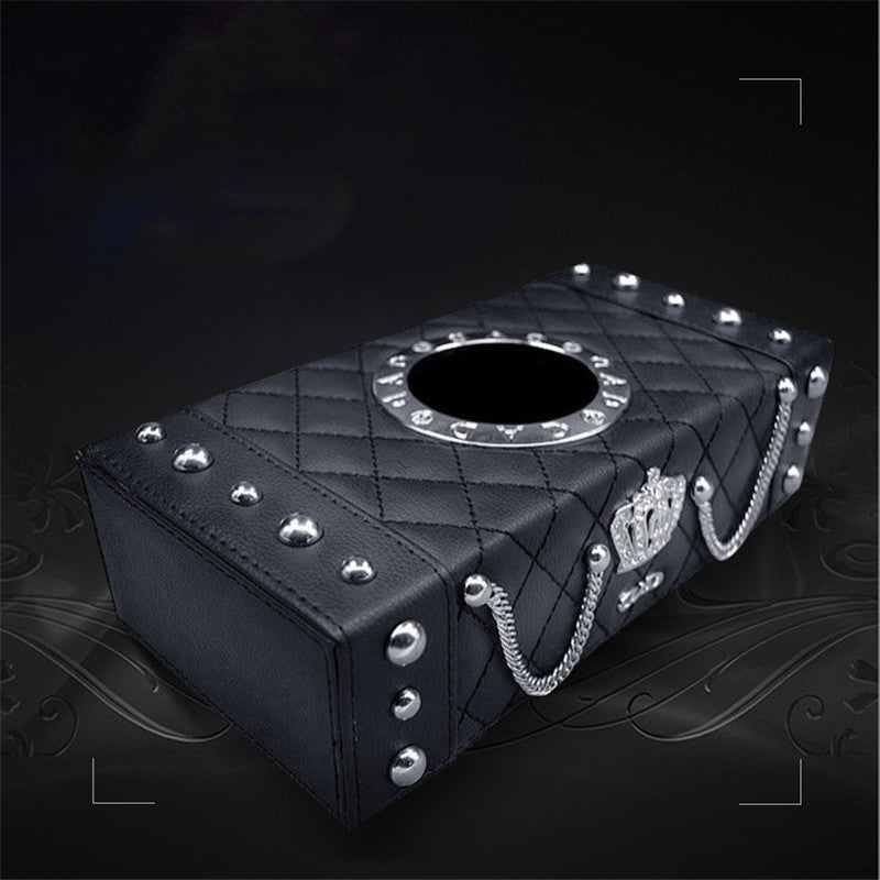 DAD Tissue Box Cover Tissue Box Inlaid With Rhinestone Crown Pi-Mart