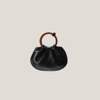 Vintage Wooden Handle Pleated Handbag Pi-Mart
