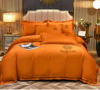 Summer Ice Silk Four-piece Set Silky Nude Sleeping Sheets Quilt Cover Real Silk Satin Pi-Mart