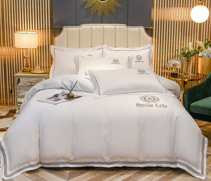 Summer Ice Silk Four-piece Set Silky Nude Sleeping Sheets Quilt Cover Real Silk Satin Pi-Mart