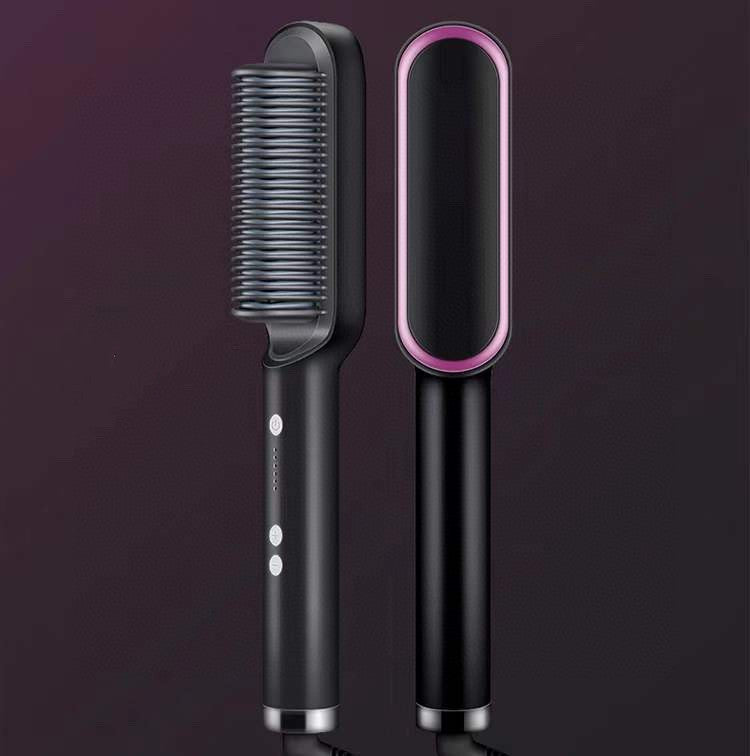New 2 In 1 Hair Straightener Hot Comb Negative Ion Curling Tong Dual-purpose Electric Hair Brush Pi-Mart