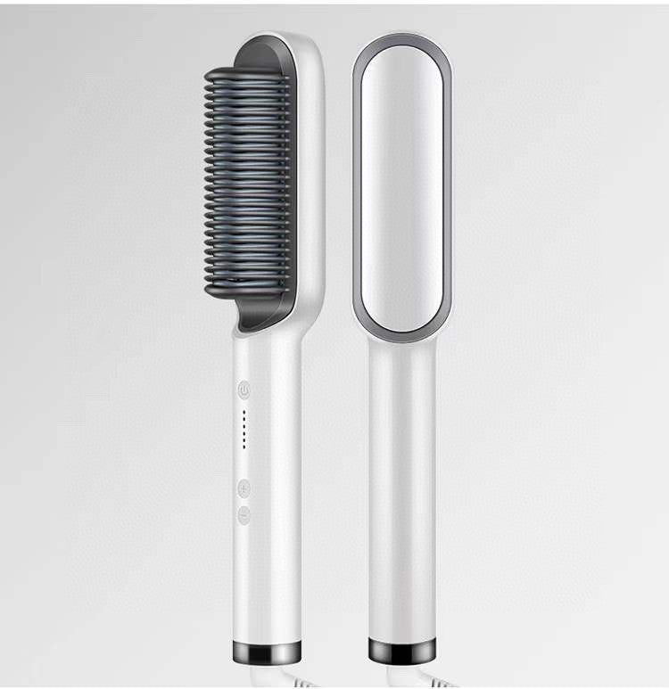 New 2 In 1 Hair Straightener Hot Comb Negative Ion Curling Tong Dual-purpose Electric Hair Brush Pi-Mart