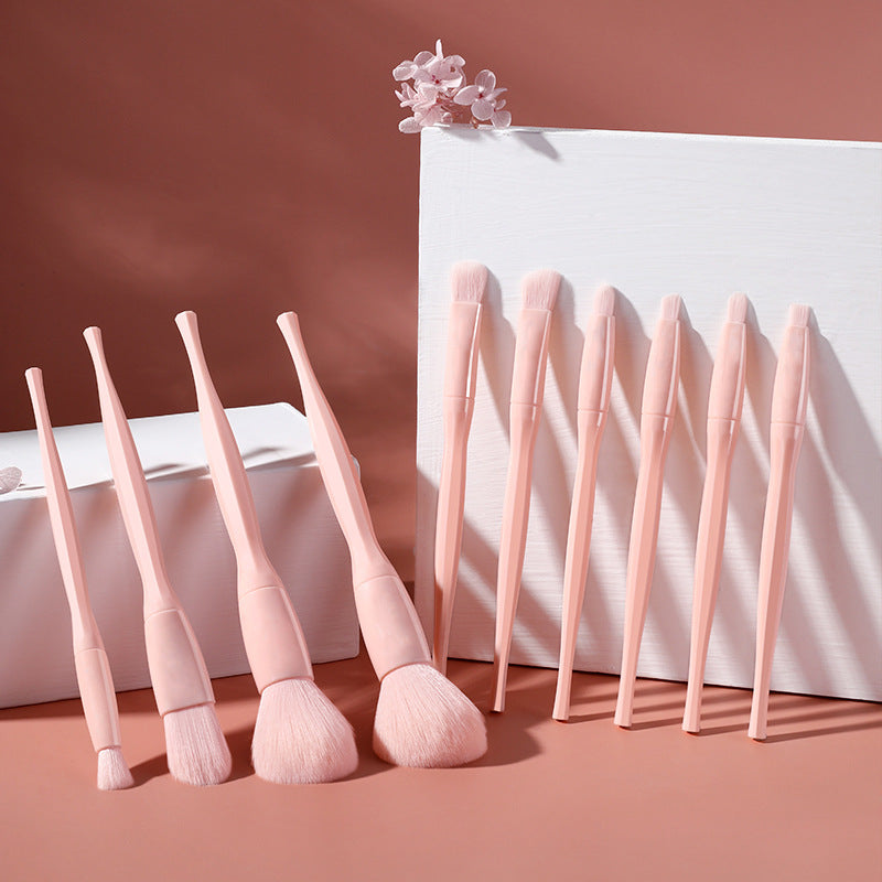 Makeup Brush Set 10 Candy Color Eyeshadow Blush Loose Powder High Gloss Repair Brush Foundation Beauty Tools Full Set Pi-Mart