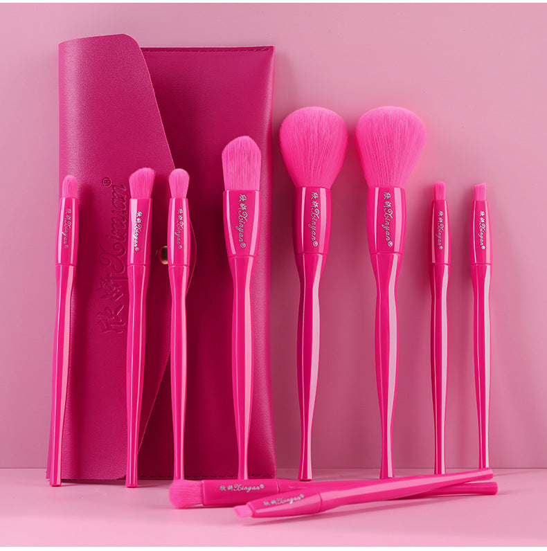 Makeup Brush Set 10 Candy Color Eyeshadow Blush Loose Powder High Gloss Repair Brush Foundation Beauty Tools Full Set Pi-Mart