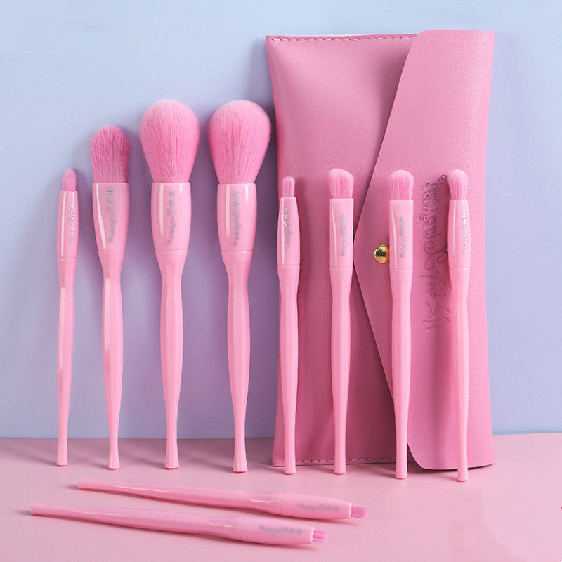 Makeup Brush Set 10 Candy Color Eyeshadow Blush Loose Powder High Gloss Repair Brush Foundation Beauty Tools Full Set Pi-Mart