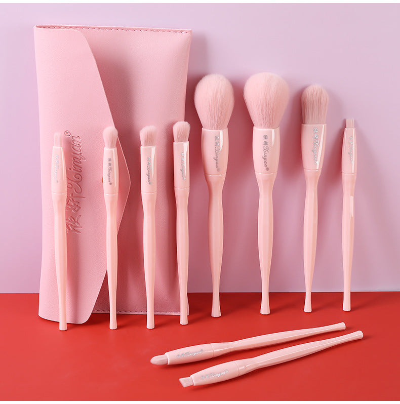 Makeup Brush Set 10 Candy Color Eyeshadow Blush Loose Powder High Gloss Repair Brush Foundation Beauty Tools Full Set Pi-Mart