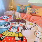 Four-Piece Bedding Set Thick Brushed Washed Cotton Sheets Double Duvet Cover Pi-Mart