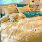 Four-Piece Bedding Set Thick Brushed Washed Cotton Sheets Double Duvet Cover Pi-Mart