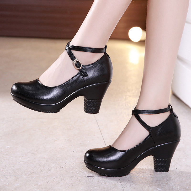 Outdoor Dance Shoes Thick-Heeled High-Heeled Dance Shoes Mid-Heel Square Dance Shoes Model Cheongsam Catwalk Shoes Women Pi-Mart