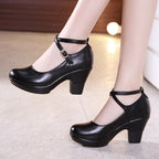 Outdoor Dance Shoes Thick-Heeled High-Heeled Dance Shoes Mid-Heel Square Dance Shoes Model Cheongsam Catwalk Shoes Women Pi-Mart