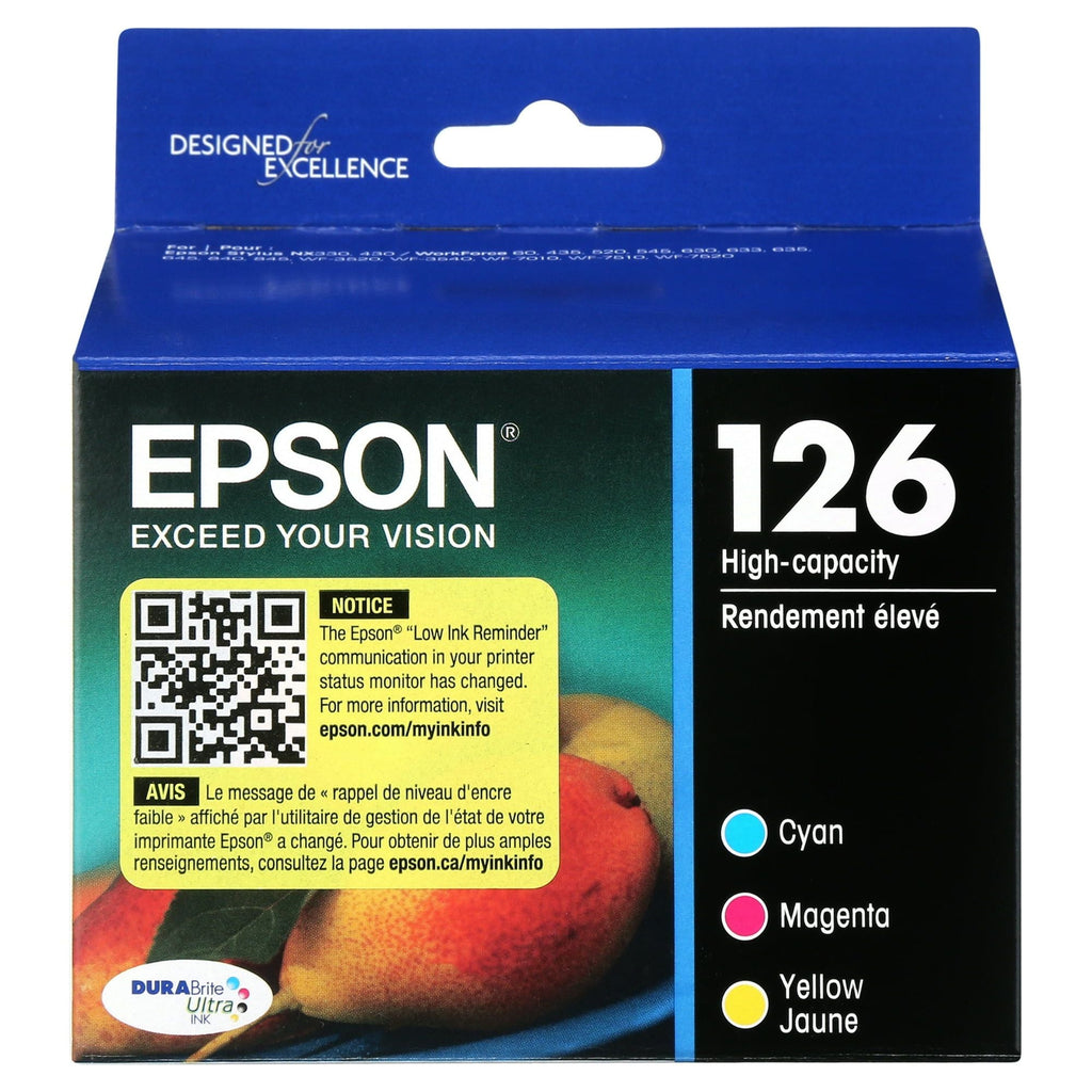 EPSON 126 DURABrite Ultra Ink Color Combo Pack For WF-3520, WF-3530, WF-3540, WF-520, WF-545, WF-630, WF-633, WF-635, WF-645, WF-7010, WF-7510, WF-7520, WF-840, WF-845 and other select models