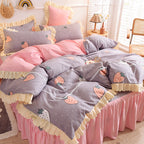 Girly Heart Lace Bed Skirt Princess Style Duvet Cover Bedding Pi-Mart