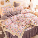 Girly Heart Lace Bed Skirt Princess Style Duvet Cover Bedding Pi-Mart