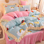 Girly Heart Lace Bed Skirt Princess Style Duvet Cover Bedding Pi-Mart