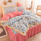 Girly Heart Lace Bed Skirt Princess Style Duvet Cover Bedding Pi-Mart