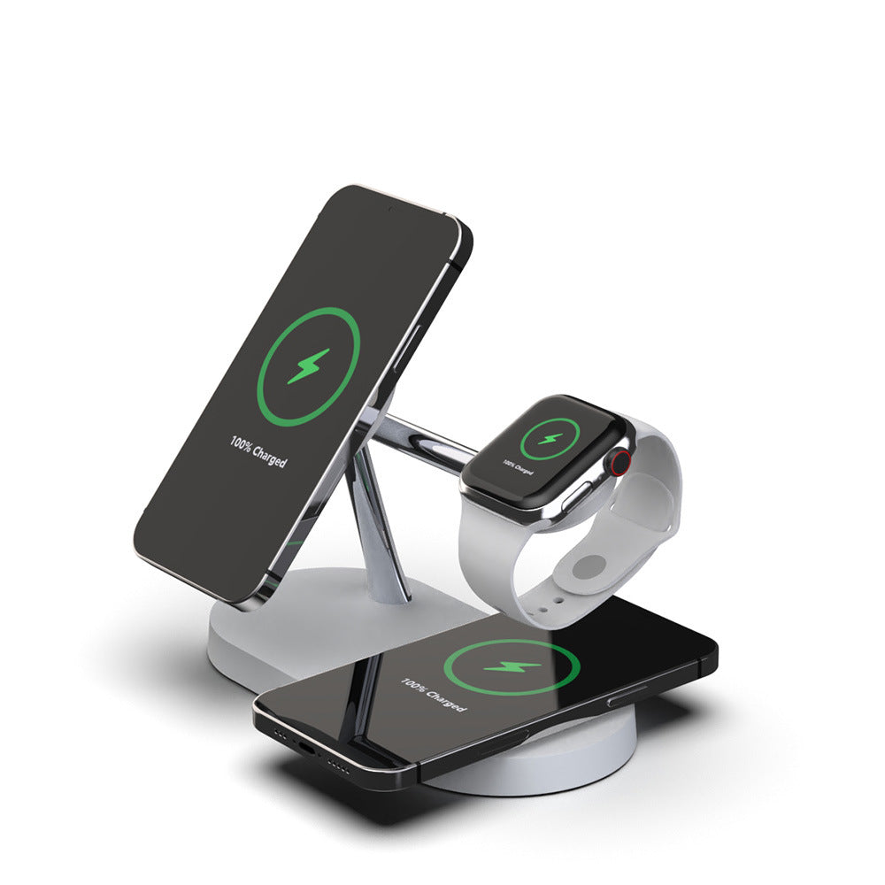 Multifunctional Five-In-One Magnetic Wireless Charging Watch Headset Desktop Mobile Phone Holder Charger 15W Fast Charge Pi-Mart