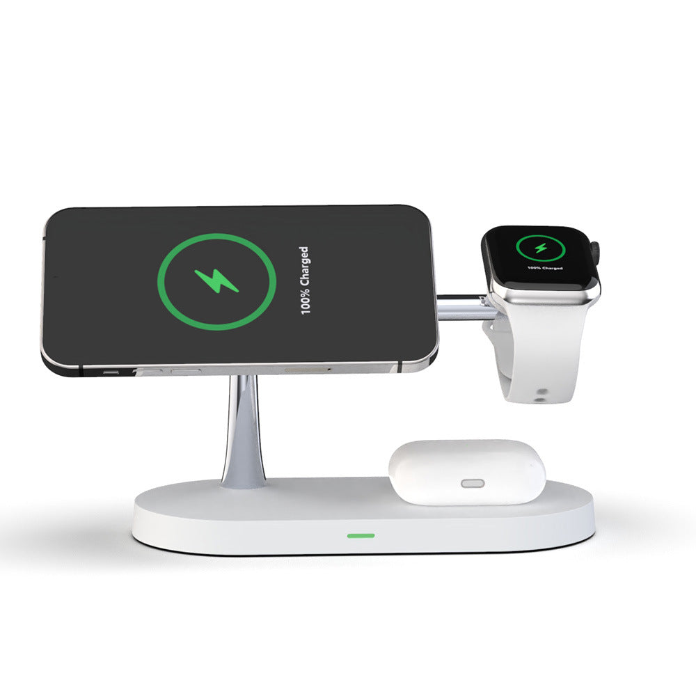 Multifunctional Five-In-One Magnetic Wireless Charging Watch Headset Desktop Mobile Phone Holder Charger 15W Fast Charge Pi-Mart
