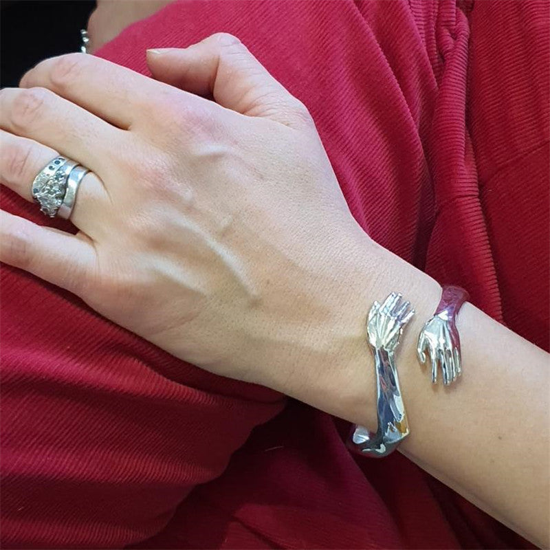Goth Hand Hug Bracelet For Women Men Cuff Bangle Adjustable Lover Couple Bracelets Pi-Mart