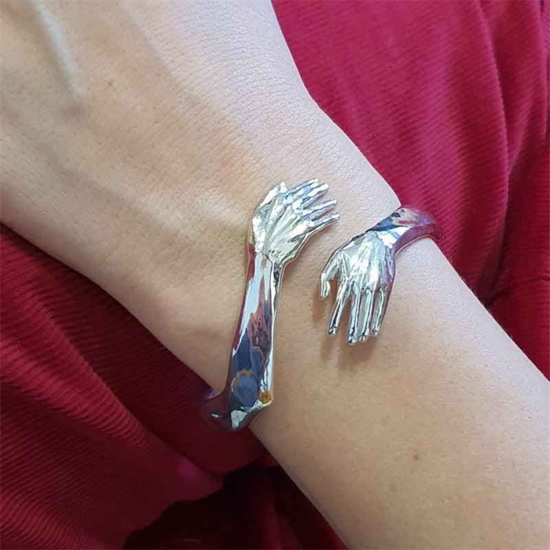 Goth Hand Hug Bracelet For Women Men Cuff Bangle Adjustable Lover Couple Bracelets Pi-Mart