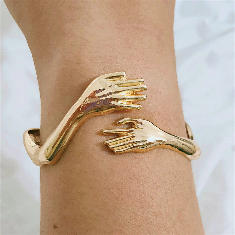 Goth Hand Hug Bracelet For Women Men Cuff Bangle Adjustable Lover Couple Bracelets Pi-Mart
