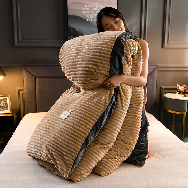 Single Double Quilt Cover Three-piece Set Winter Body Keep Warm Pi-Mart