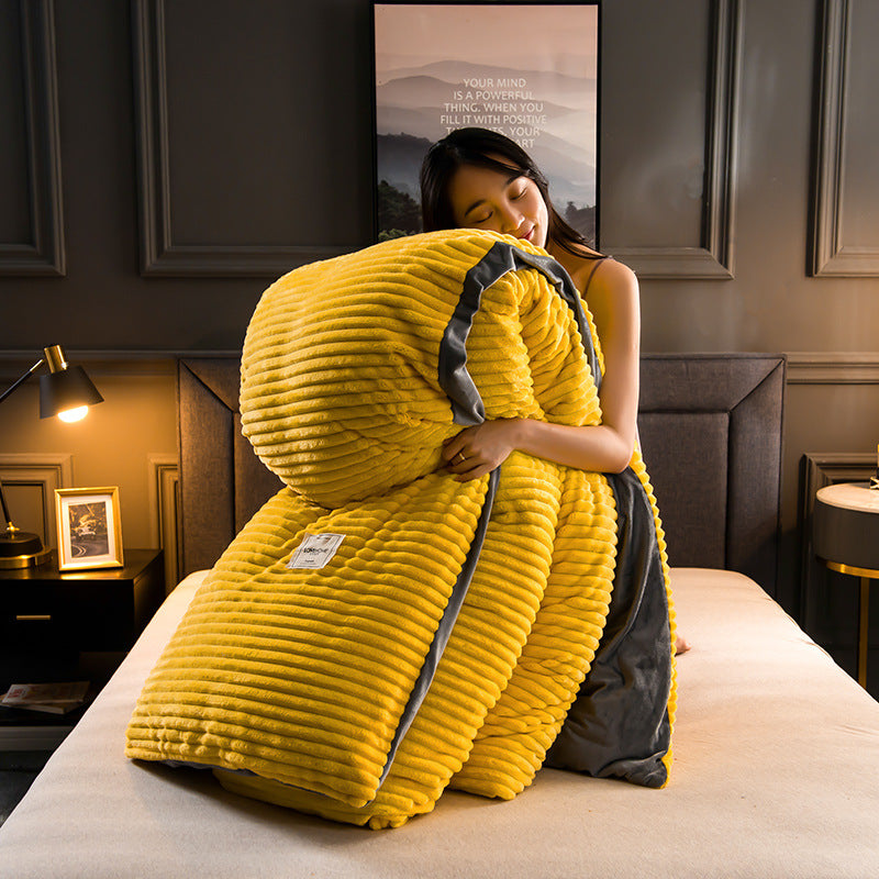 Single Double Quilt Cover Three-piece Set Winter Body Keep Warm Pi-Mart