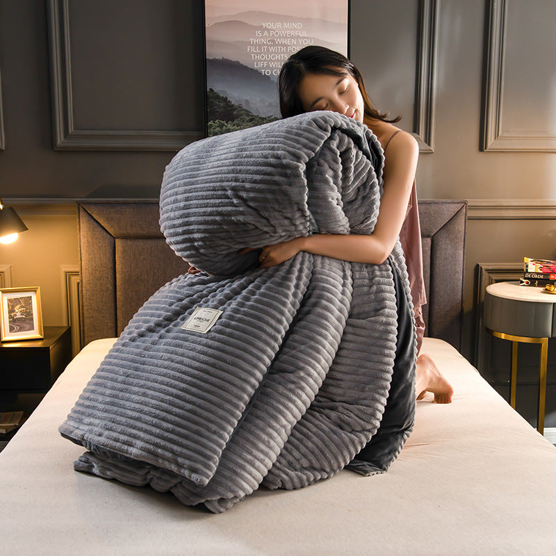Single Double Quilt Cover Three-piece Set Winter Body Keep Warm Pi-Mart