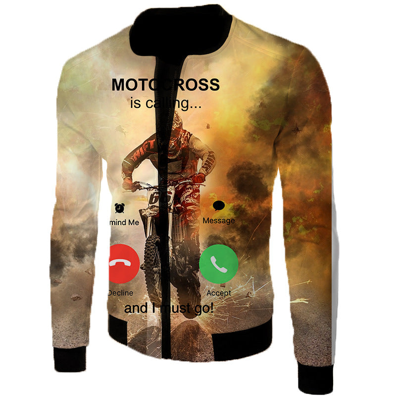 European And American Code Cross-Border Men's 3D Digital Color Printing Flight Jacket, Motorcycle Flight Suit One Drop Delivery