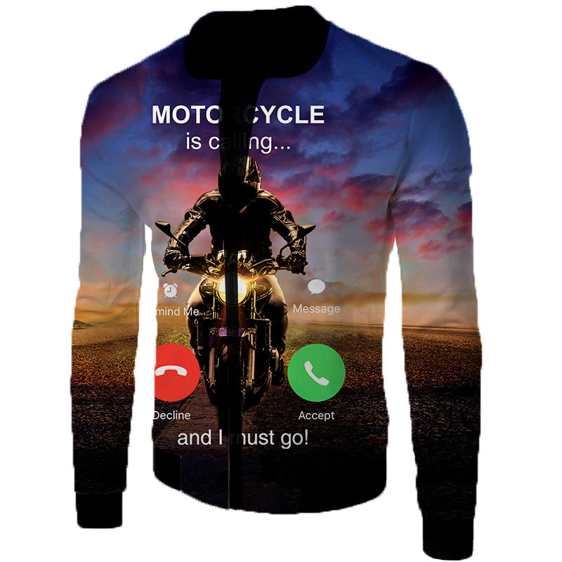European And American Code Cross-Border Men's 3D Digital Color Printing Flight Jacket, Motorcycle Flight Suit One Drop Delivery