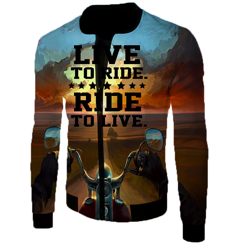 European And American Code Cross-Border Men's 3D Digital Color Printing Flight Jacket, Motorcycle Flight Suit One Drop Delivery